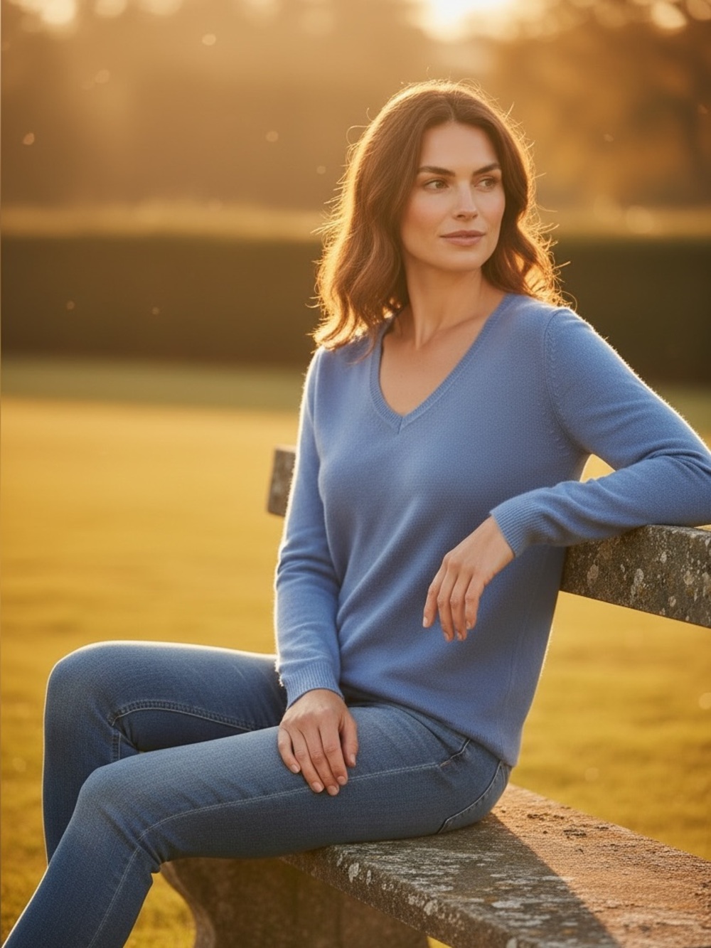 Adrienne Vittadini Light Periwinkle Cashmere Sweater - Picture 6 of 6